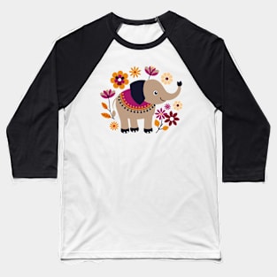 Elephant Kids Boho Flower Baseball T-Shirt